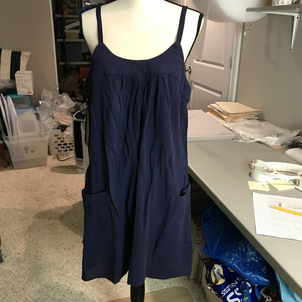 LOFT Navy Blue Sleeveless Mini Dress with Pockets